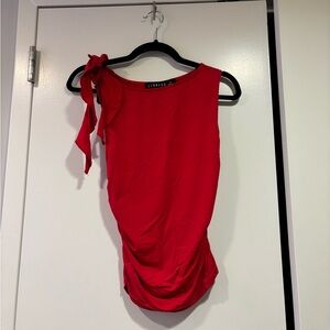 Lioness Red One-Shoulder Tie Tank